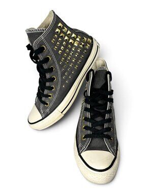 Converse Chuck Taylor All Star Hi Collar Studs 540366C Gray Gold Women’s 6